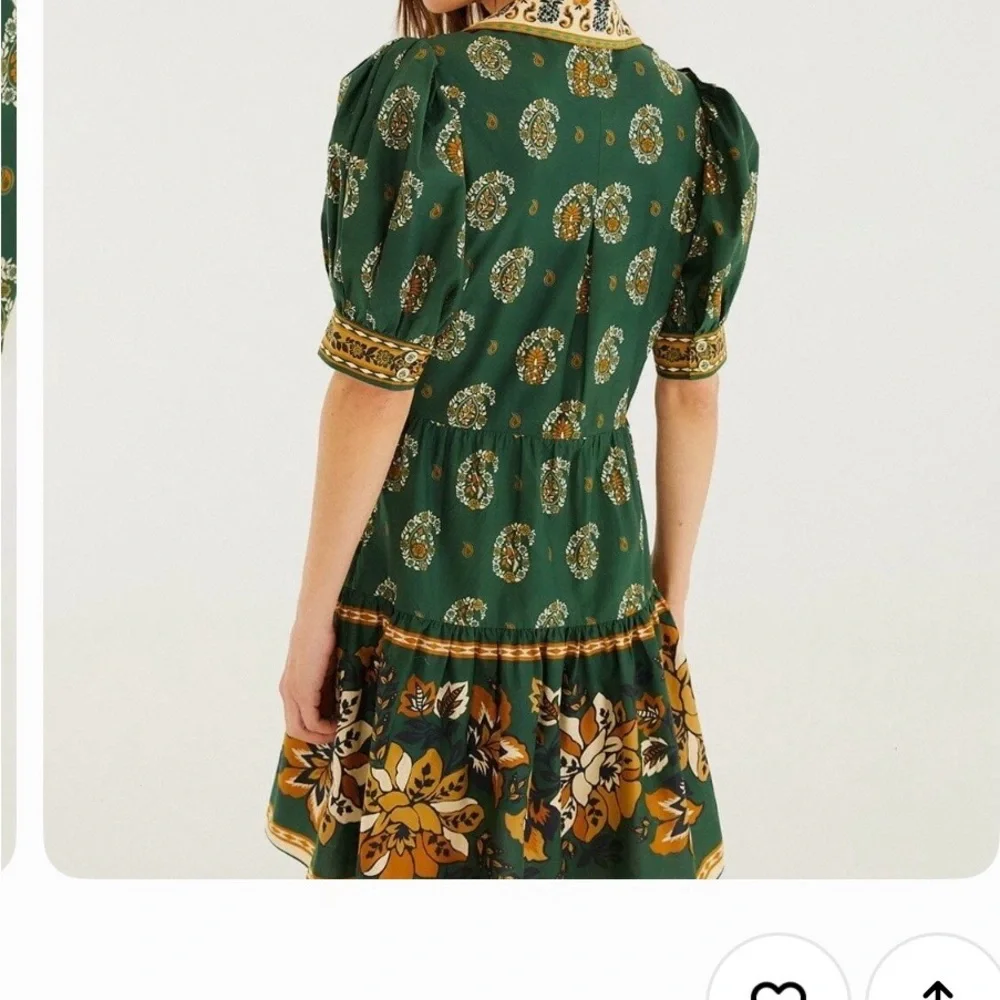 Green Floral Tie-Front Women's Dress - Picture 3 of 9